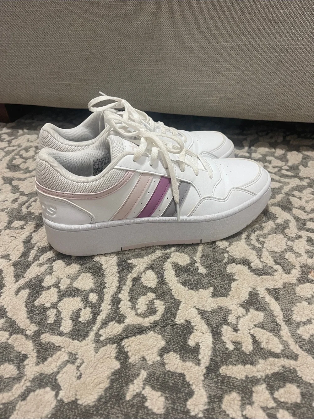 adidas White Sneakers with Pale Pink Trim